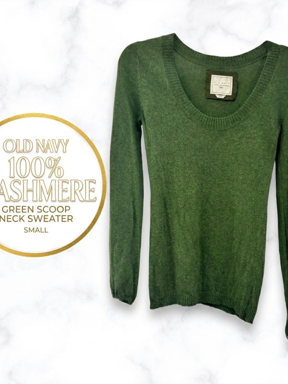Old Navy Olive Green Scoop Neck Cashmere Sweater